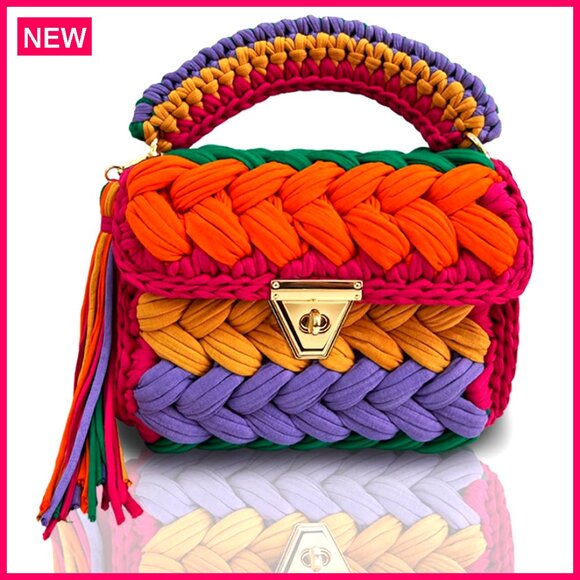 Handmade Crochet Evening Clutch Crossbody Bag Wedding Party Purse